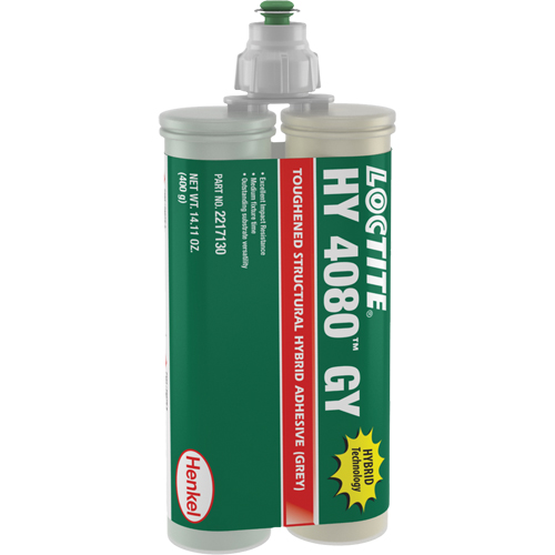 Adh&eacute;sif hybride pour r&eacute;parations structurales HY 4080 GY, Deux composants, Cartouche double, 400 g, Gris We Share Industrial Supply