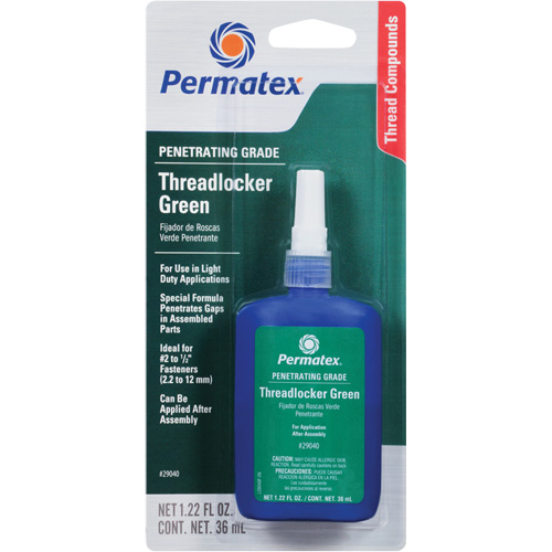 Penetrating Grade Threadlocker, Green, Low, 36 ml, Bottle We Share Industrial Supply