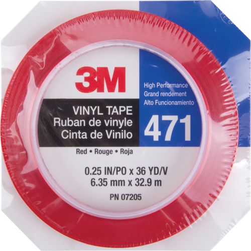 Ruban en vinyle 471, 6 mm (1/4") la x 32,9 m (108') lo, 5,3 mils, Rouge We Share Industrial Supply