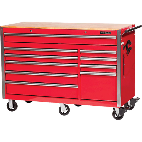 PRC5610 Pro Series Roller Cabinet, 10 Drawers, 55-9/10" W x 24-1/10" D x 39-7/10" H, Red We Share Industrial Supply