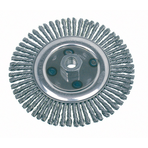 Knot Wire Wheel Brushes - Stringer Bead, 4-7/8" Dia., 0.02" Fill, 5/8"-11 Arbor, Steel We Share Industrial Supply
