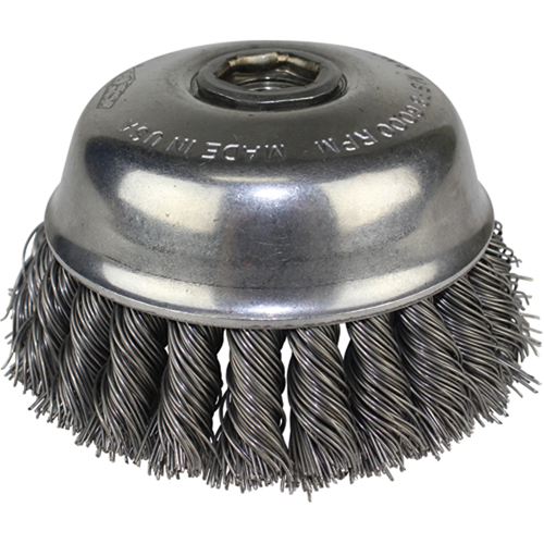 Brosses-boisseau &agrave; fils nou&eacute;s, 4" dia. x 5/8"-11 arbre We Share Industrial Supply