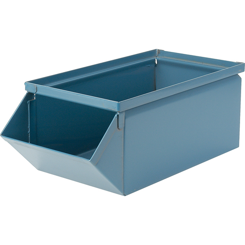 Steel Bin, 100 lbs. Cap., 7-1/2" W x 15-1/2" D x 6" H, Blue We Share Industrial Supply