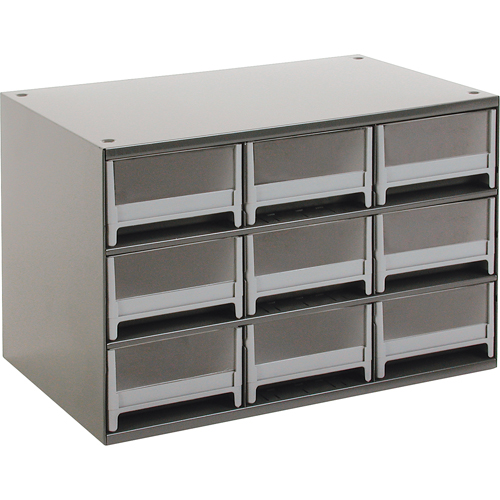 Modular Parts Cabinets, Steel, 9 Drawers, 17" x 10-9/16" x 3-1/16", Grey We Share Industrial Supply