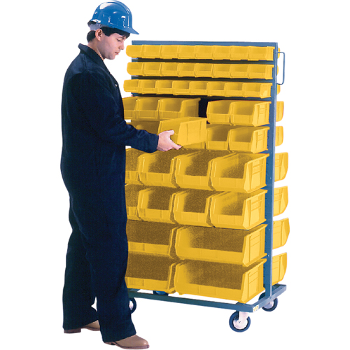 Double-Sided Mobile Bin Rack, Double-sided, 96 bins, 36" W x 24" D x 63" H We Share Industrial Supply