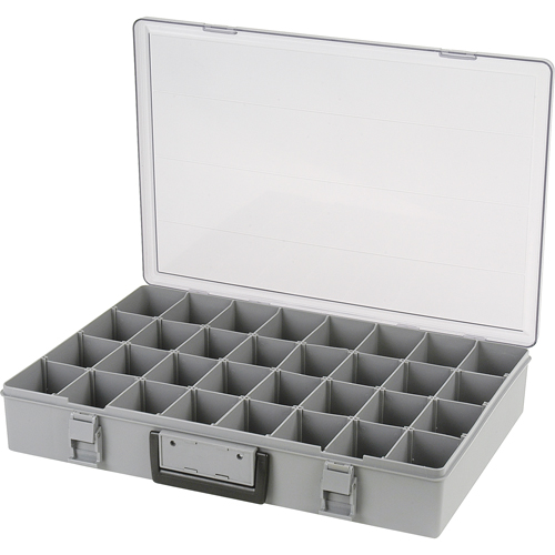 Boîte &agrave; compartiments, Plastique, 32 compartiments, 18-1/2" la x 13" p, 3" h, Gris We Share Industrial Supply