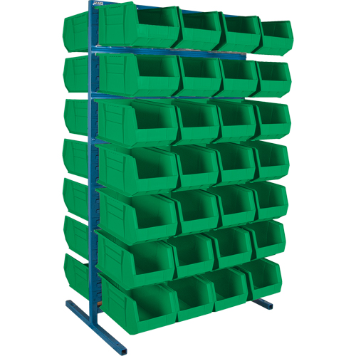 Double-Sided Stationary Bin Rack, 61" W x 56" D x 24" H, 56 Bins We Share Industrial Supply