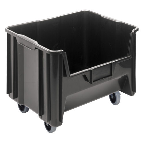 Bac g&eacute;ant mobile empilable, 12-7/16" ha x 19-7/8" la x 15-1/4" p, Capacit&eacute; de 250 lb, Noir We Share Industrial Supply