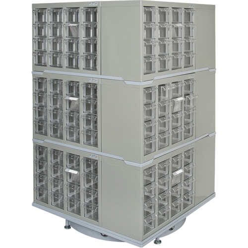 Heavy-Duty Industrial Carousel Drawer Cabinet, Steel, 192 Drawers, 27" W x 27" D x 48" H, Grey We Share Industrial Supply