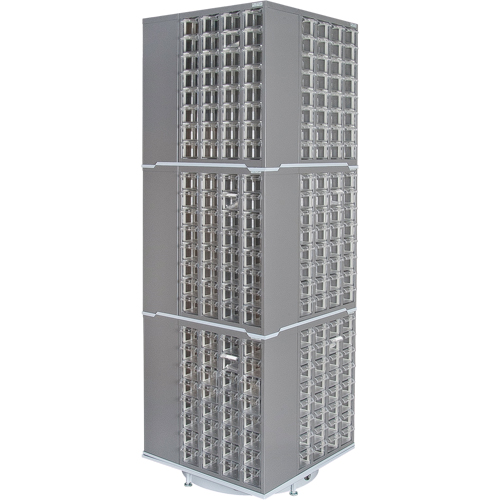 Armoire industrielle robuste avec carrousel &agrave; tiroirs, Acier, 384 tiroirs, 27" la x 27" p x 80" h, Gris We Share Industrial Supply