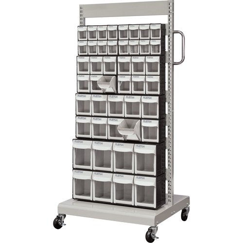 Servante mobile de bacs &agrave; plateaux inclinables, &agrave; un c&ocirc;t&eacute;, 46 bacs, 26-1/4" la x 22" p x 57-1/2" h We Share Industrial Supply