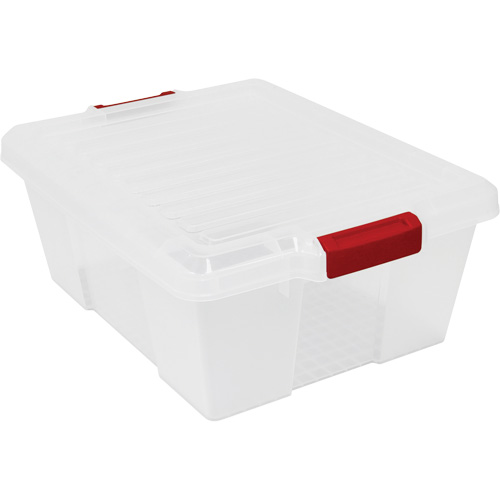 Plastic Latch Container, 15.875" W x 21" D x 7.75" H, Black We Share Industrial Supply