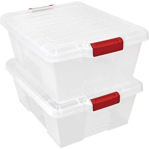 Plastic Latch Container, 15.875" W x 21" D x 7.75" H, Black We Share Industrial Supply