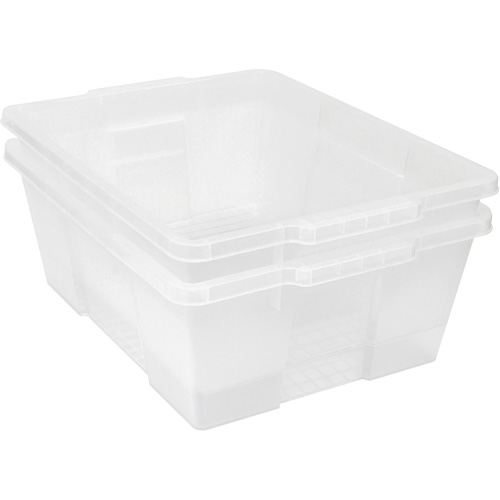 Plastic Latch Container, 15.875" W x 21" D x 7.75" H, Black We Share Industrial Supply
