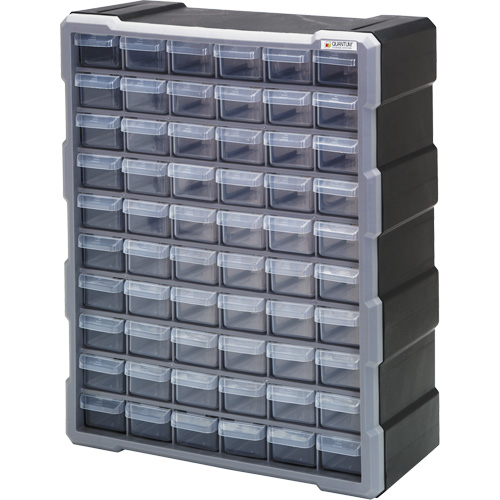 Drawer Cabinet, Plastic, 60 Drawers, 15" x 6-1/4" x 18-3/4", Black We Share Industrial Supply