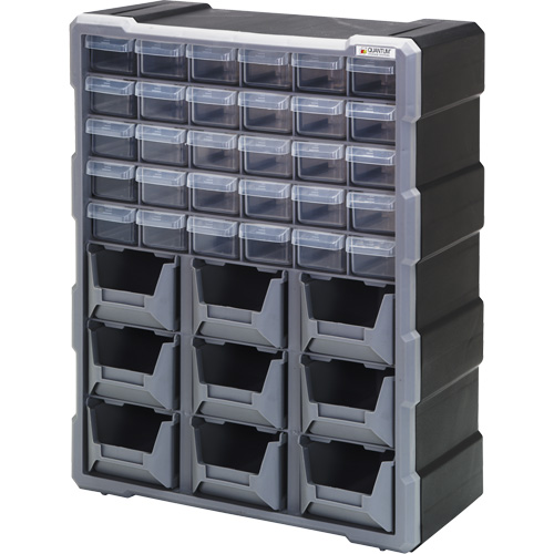 Drawer Cabinet, Plastic, 39 Drawers, 15" x 6-1/4" x 18-3/4", Black We Share Industrial Supply