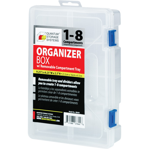 Boîte &agrave; compartiments en plastique, 6,25" la x 9,25" p x 2,2" h, 8 compartiments We Share Industrial Supply