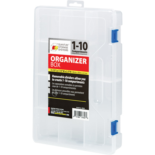 Boîte &agrave; compartiments en plastique, 7,75" la x 11,75" p x 2,2" h, 10 compartiments We Share Industrial Supply