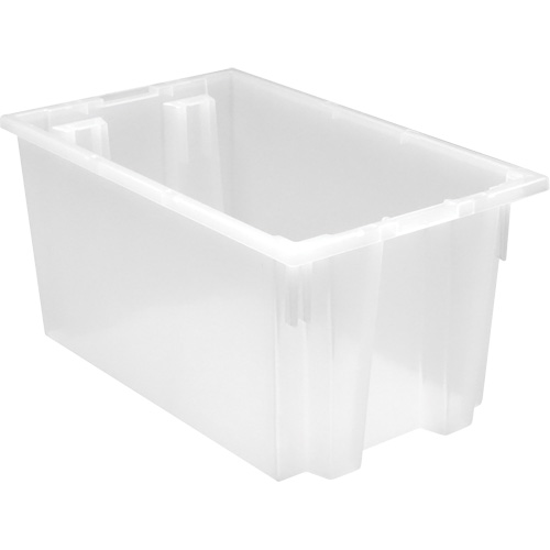 Heavy-Duty Stack & Nest Tote, 12" x 19.5" x 23.5", Clear We Share Industrial Supply