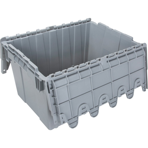 Flip Top Plastic Distribution Container, 21.65" x 15.5" x 12.5", Grey We Share Industrial Supply