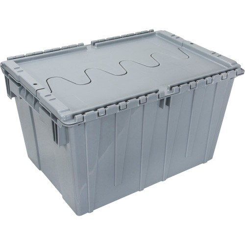 Flip Top Plastic Distribution Container, 21.65" x 15.5" x 12.5", Grey We Share Industrial Supply