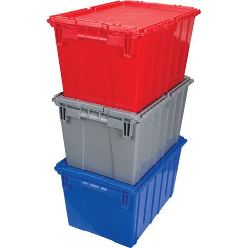 Flip Top Plastic Distribution Container, 21.65" x 15.5" x 12.5", Grey We Share Industrial Supply