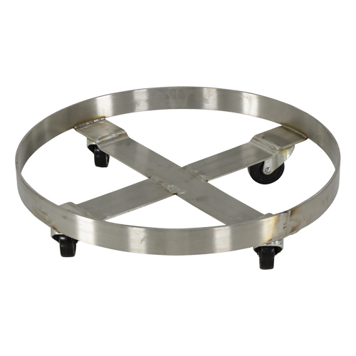 Drum Dollies, Stainless Steel, 800 lbs. Capacity, 23-1/4" Diameter, Rubber Casters We Share Industrial Supply