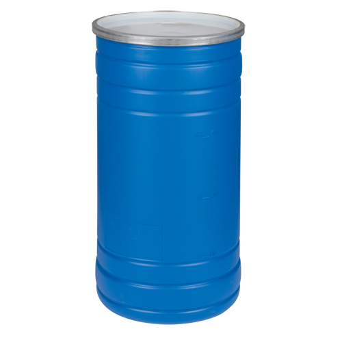 Barils en poly&eacute;thyl&egrave;ne, 15,5 gal. US (12,91 gal. imp.), Dessus ouvert, Bleu We Share Industrial Supply