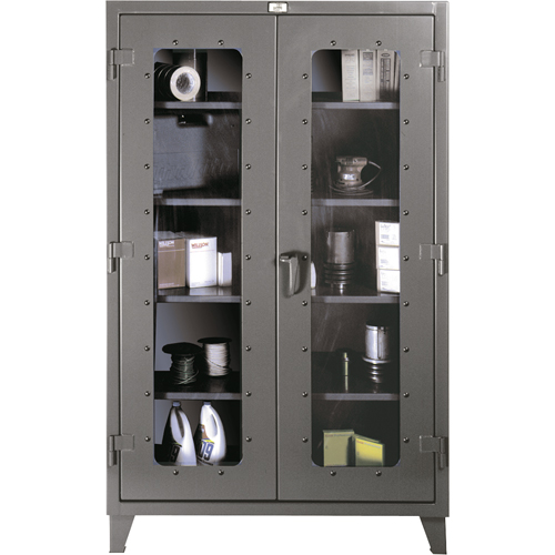Armoires &agrave; fen&ecirc;tres claires, Acier, 4 Tablettes, 72" h x 48" la x 24" p We Share Industrial Supply