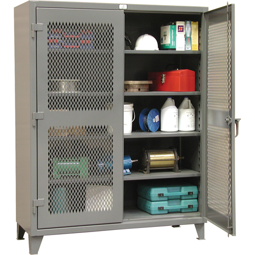 Armoires de rangement robustes ventil&eacute;es, 4 Tablettes, 72" h x 36" la x 24" p, Acier, Gris We Share Industrial Supply