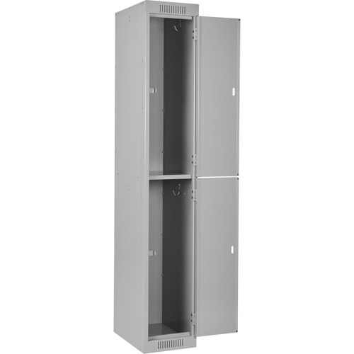 Clean Line Lockers, 2 -tier, Bank of 4, 48" x 18" x 72", Steel, Grey, Rivet (Assembled) We Share Industrial Supply