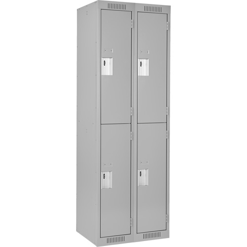 Clean Line Lockers, 2 -tier, Bank of 2, 24" x 18" x 72", Steel, Grey, Rivet (Assembled) We Share Industrial Supply