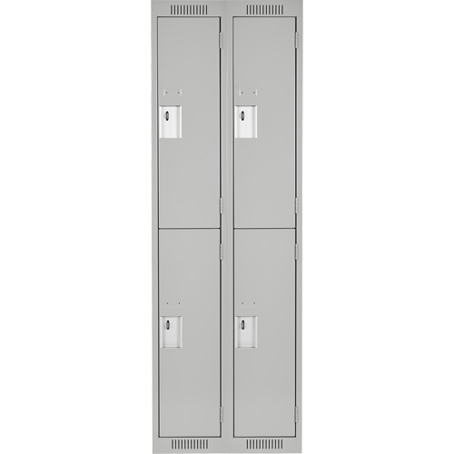 Clean Line Lockers, 2 -tier, Bank of 2, 24" x 18" x 72", Steel, Grey, Rivet (Assembled) We Share Industrial Supply
