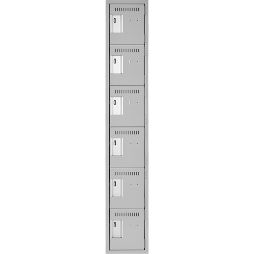 Petits casiers Clean Line, 6 niveaux, 12" x 18" x 72", Acier, Gris, Rivet (assembl&eacute;) We Share Industrial Supply