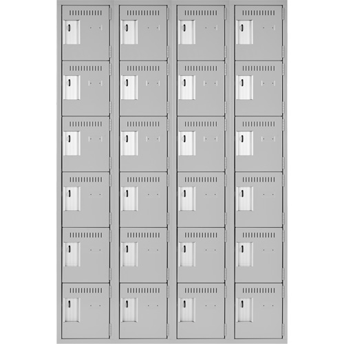 Clean Line Lockerettes, 6 -tier, Bank of 4, 48" x 18" x 72", Steel, Grey, Rivet (Assembled) We Share Industrial Supply