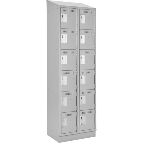 Clean Line Lockerette, 6 -tier, Bank of 2, 24" x 18" x 82", Steel, Grey, Rivet (Assembled) We Share Industrial Supply