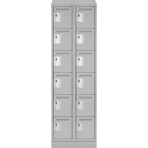 Clean Line Lockerette, 6 -tier, Bank of 2, 24" x 18" x 82", Steel, Grey, Rivet (Assembled) We Share Industrial Supply