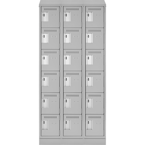 Clean Line Lockerette, 6 -tier, Bank of 3, 36" x 18" x 82", Steel, Grey, Rivet (Assembled) We Share Industrial Supply