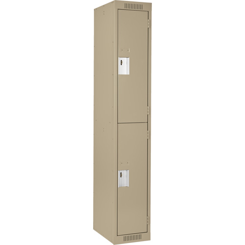 Clean Line Lockers, 2 -tier, 12" x 18" x 72", Steel, Beige, Rivet (Assembled) We Share Industrial Supply