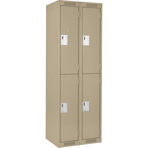 Clean Line Lockers, 2 -tier, Bank of 2, 24" x 18" x 72", Steel, Beige, Rivet (Assembled) We Share Industrial Supply