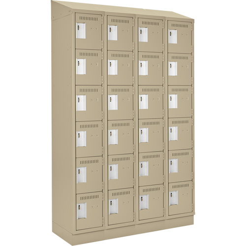 Clean Line Lockerette , 6 -tier, Bank of 4, 48" x 18" x 82", Steel, Beige, Rivet (Assembled) We Share Industrial Supply
