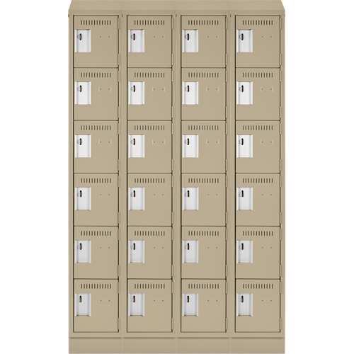 Clean Line Lockerette , 6 -tier, Bank of 4, 48" x 18" x 82", Steel, Beige, Rivet (Assembled) We Share Industrial Supply