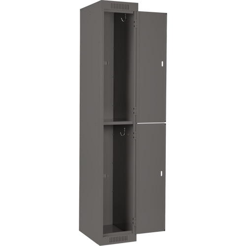 Clean Line Lockers, 2 -tier, Bank of 3, 36" x 18" x 72", Steel, Charcoal, Rivet (Assembled) We Share Industrial Supply