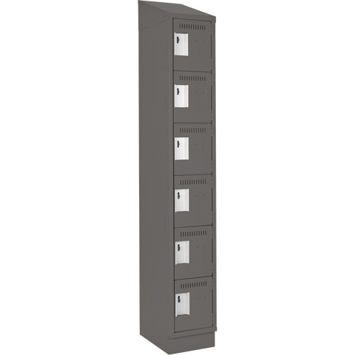 Clean Line Lockerette, 6 -tier, 12" x 18" x 82", Steel, Charcoal, Rivet (Assembled) We Share Industrial Supply