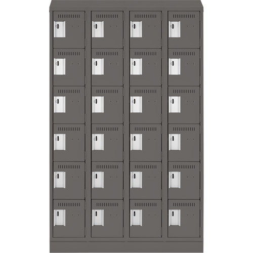 Clean Line Lockerette, 6 -tier, Bank of 4, 48" x 18" x 82", Steel, Charcoal, Rivet (Assembled) We Share Industrial Supply