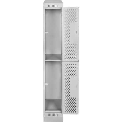 Casiers Clean Line, 2 niveaux, 12" x 15" x 82", Acier, Gris, Rivet (assembl&eacute;), Perfor&eacute; We Share Industrial Supply