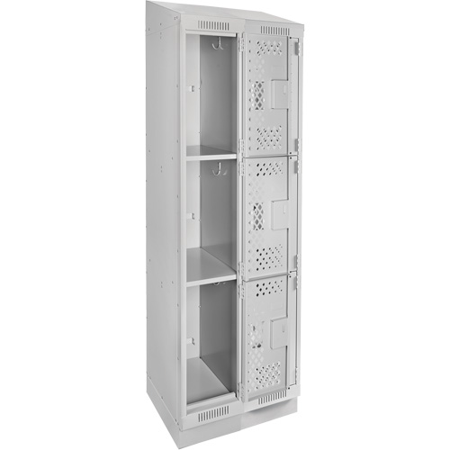 Clean Line Lockers, 3 -tier, Bank of 2, 24" x 15" x 82", Steel, Grey, Rivet (Assembled), Perforated We Share Industrial Supply