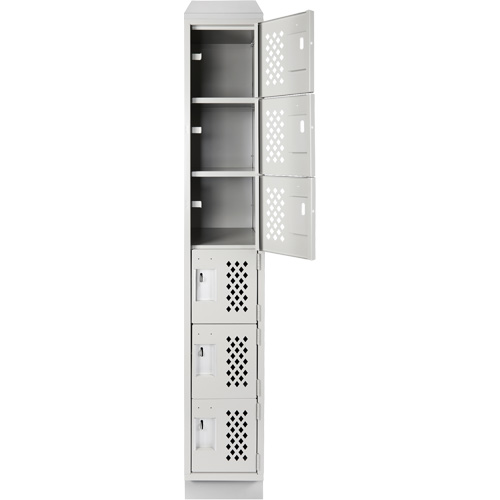 Assembled Lockerettes Clean Line Perforated Economy Lockers, 6 -tier, 18" x 72" x 12", Steel We Share Industrial Supply