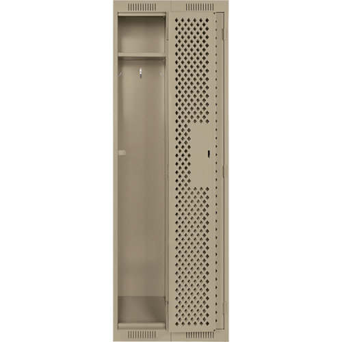 Clean Line Lockers, Bank of 2, 24" x 12" x 72", Steel, Beige, Rivet (Assembled), Perforated We Share Industrial Supply