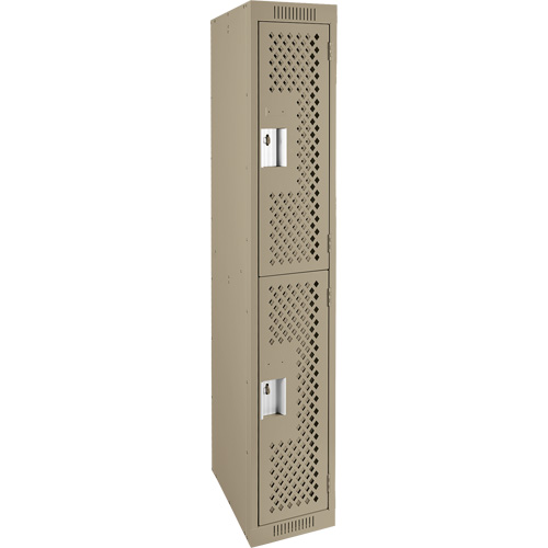 Casiers Clean Line, 2 niveaux, 12" x 15" x 72", Acier, Beige, Rivet (assembl&eacute;), Perfor&eacute; We Share Industrial Supply